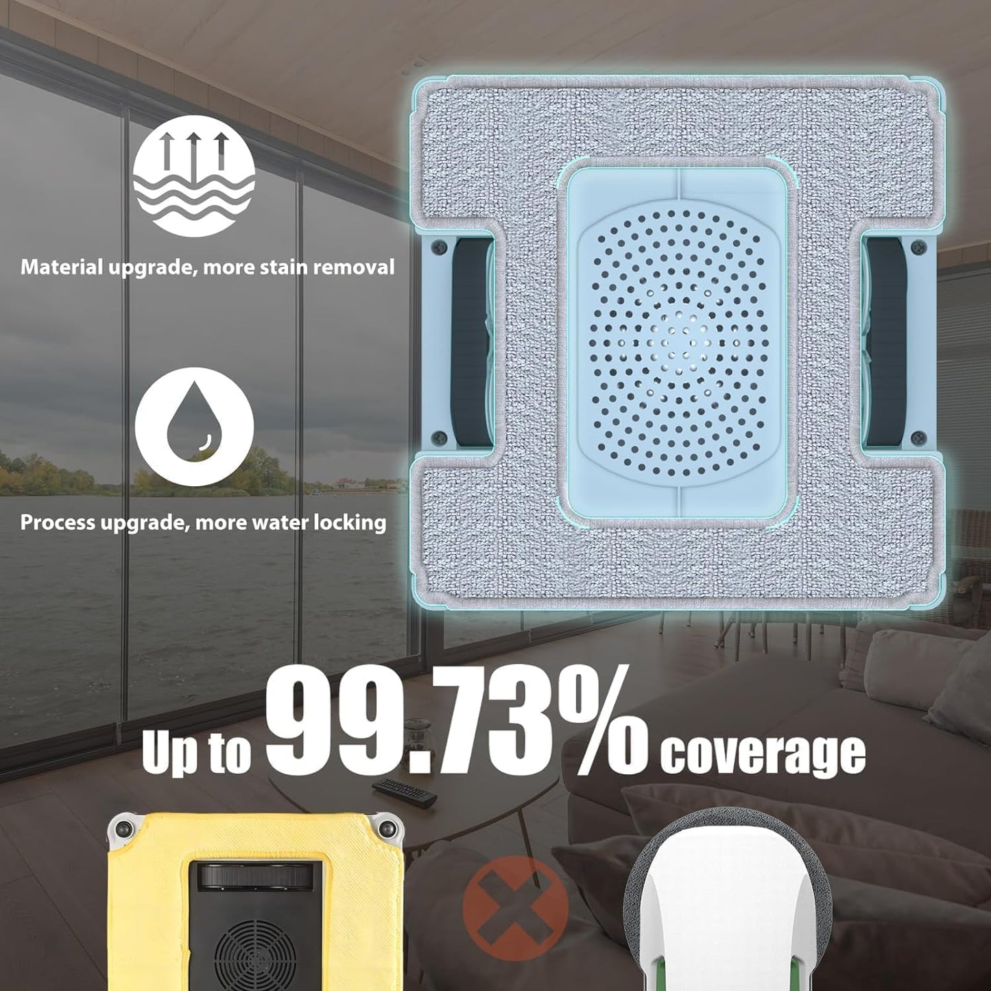 FMART Window Cleaner Robot Double-Sided Spray Water, 3800Pa Strong Suction Smart Window Cleaning Robot, APP&Remote Control Robot Suitable for Outdoor/Indoor High Rise Windows