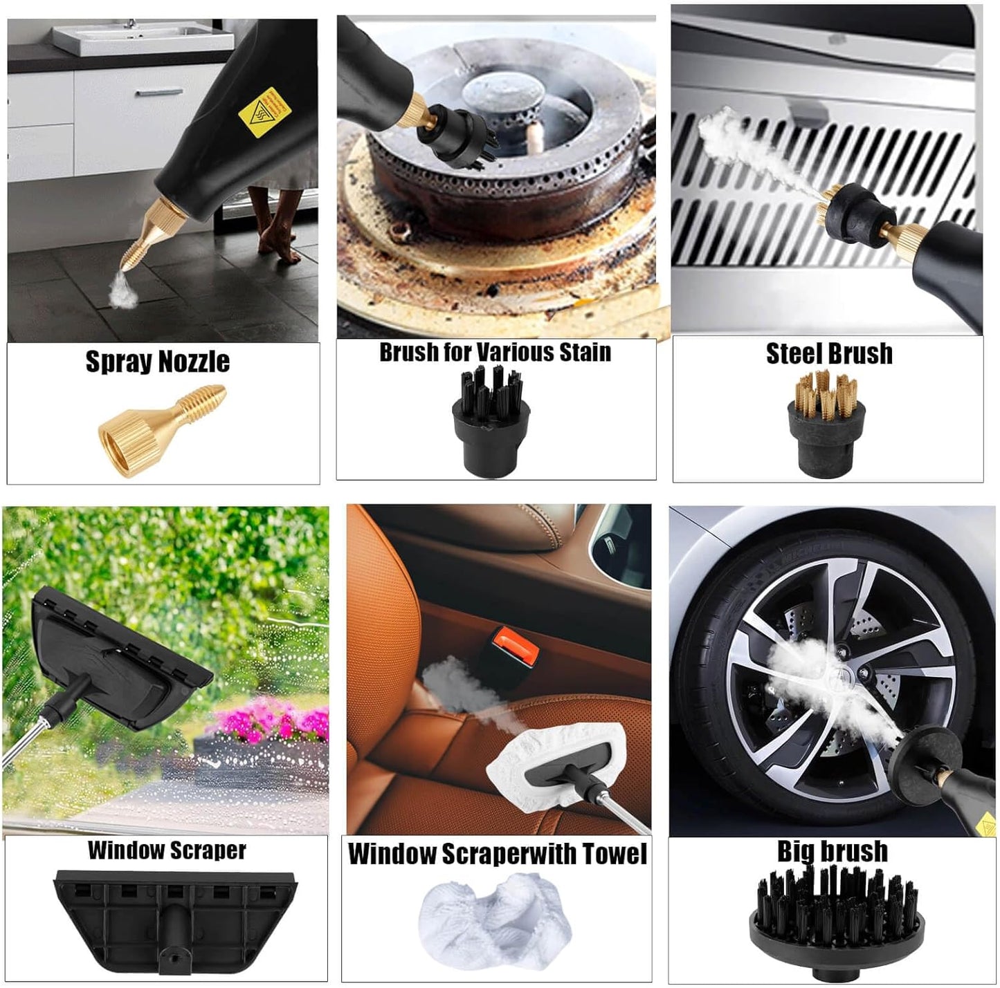 1200ml Handheld Steam Cleaners,Pressurized Multi-Surface Steam Cleaner with 5pcs Accessories,for Home Upholstery Car Floor Window Grime Grease Grout and Tile (White-1200ml)