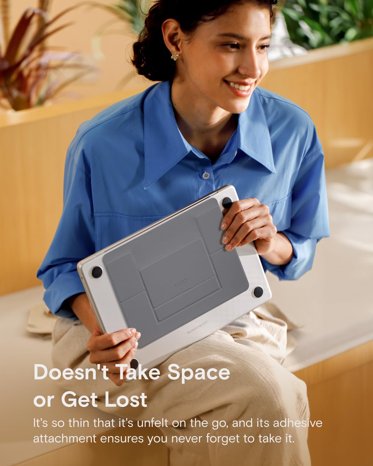 MOFT Invisible Slim Laptop Stand, Adhesive And Reusable, Adjustable Perfect Viewing Angles, Compatible with Laptops Up to 15.6", Grey