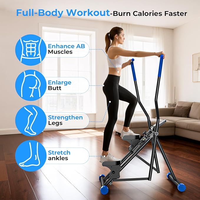 OWLSKY Stair Stepper Folding Vertical Cardio Exercise Climber Stair-Master for Exercise at Home Full Body Workout Machine with Handlebar 330LBS Load with Adjustable Step Range Pedals