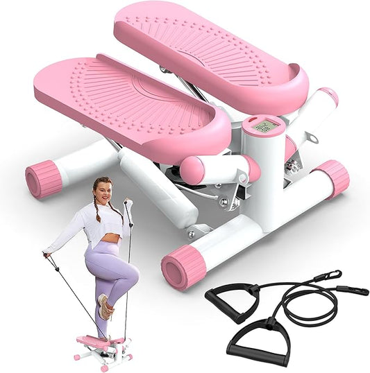 Twist Steppers for Exercise - Mini Stair Stepper Machine with Resistance Bands 330lbs Twist Stepper Portable Exercise Equipment for Full Body Workout