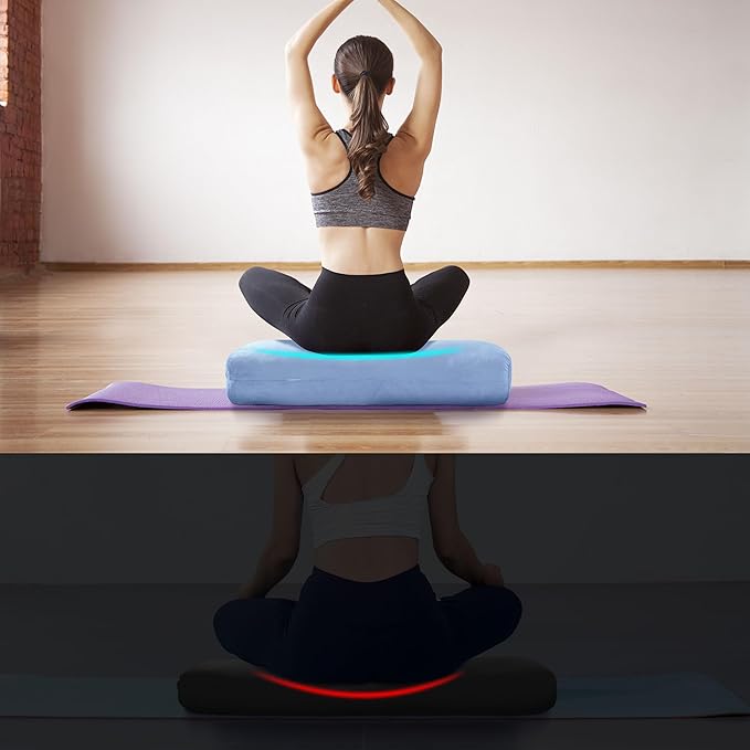 HOMBYS Shredded Foam Yoga Bolster Pillow for Restorative Yoga & Meditation, Versatile Rectangular Yoga Support Pillow Premium Meditation Cushion with Washable Velvet Cover& Carry Handle