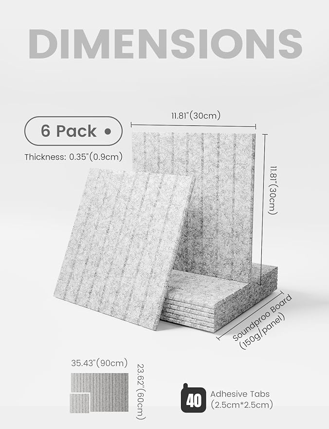 Large Felt Bulletin Board 36" x 24" Cork Board Alternative-6 Pack with 40 Safe Removable Adhesive Tabs, Cork Boards for Walls Cork Board for Home Office Classroom Pin Board (Marble Gray)