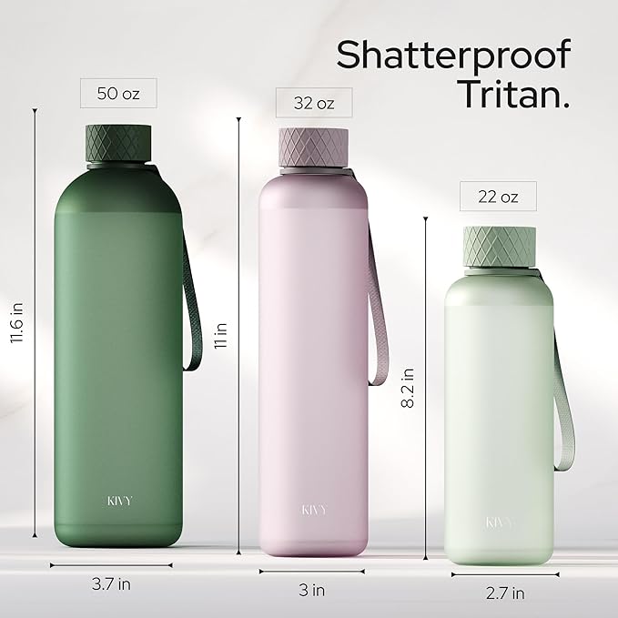 KIVY Large Water Bottle 50oz [Lightweight & Shatterproof] Fits Backpack & Cupholder for Travel, Sports, School - Extra large water bottle no straw - 1.5 Liter water bottles - 50oz Water bottle Red