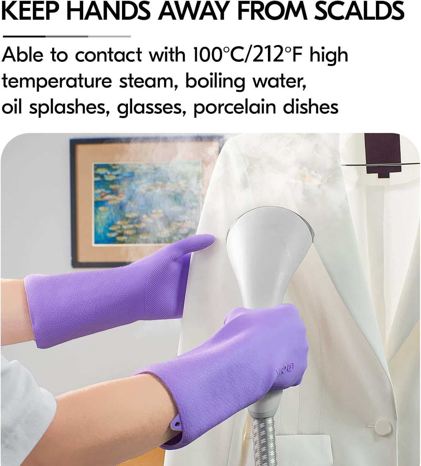 Vgo... Household Cleaning Gloves,Double-layer,Lined Dishwashing Gloves,Long Sleeves for Kitchen,Bathroom Cleaning(TP1117)