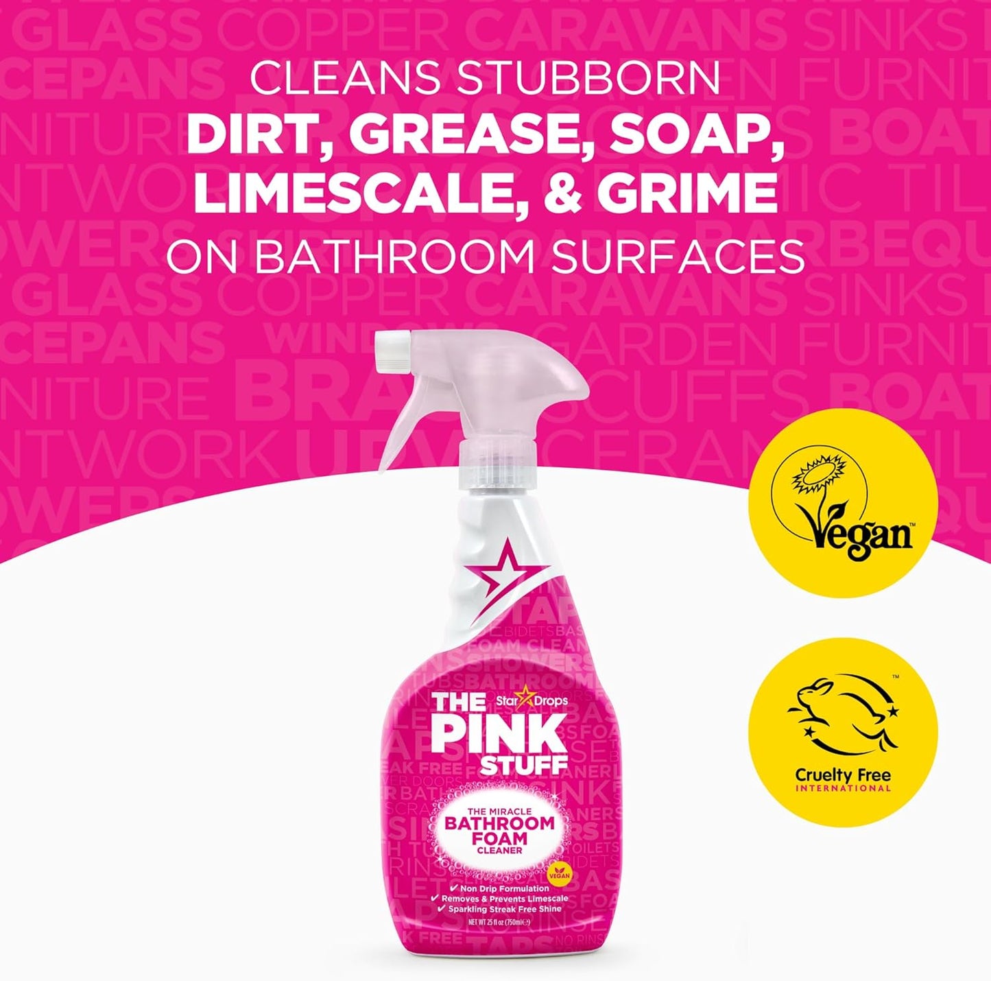 Stardrops - The Pink Stuff - The Miracle Bathroom Foam Cleaner 750ml 2-Pack Bundle