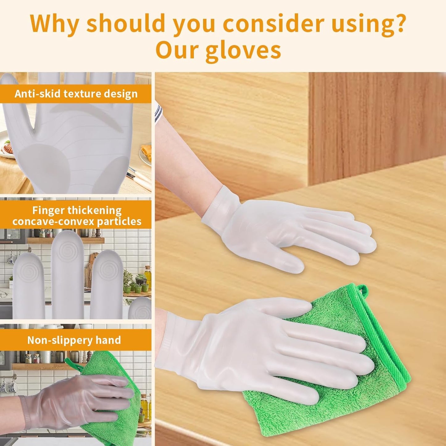 WINWIN Multi-purpose Silicone Gloves - High Elasticity, Food Grade, Reusable Gloves for Household Cleaning, Catering, and Kitchen Use