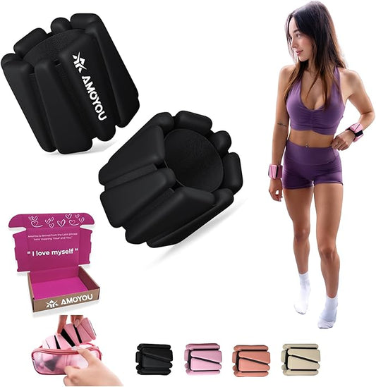 AMOYOU Wrist & Ankle Weights for Women – 2 lb Ankle Weights (Set of 2, 1 lb Each) | Arm Weights for Women | Leg Weights for Walking, Yoga, Cardio & Strength Training