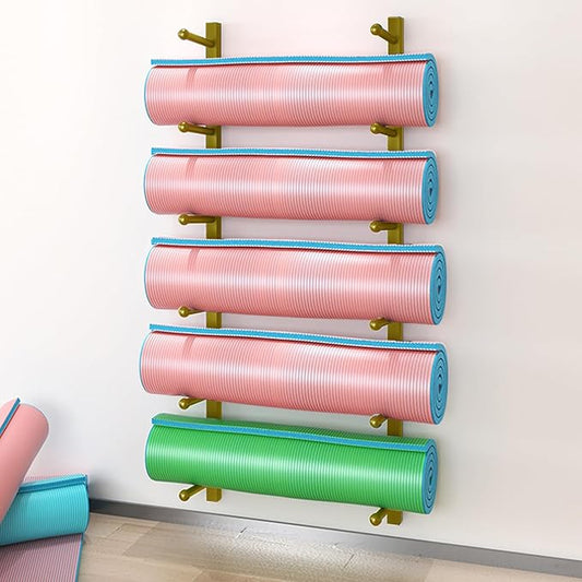 Wall-mounted Yoga Mat Rack, Yoga Mat Holder, Multi-layer, Multifunctional Fitness Equipment Storage Racks, Foam Yoga Studio Storage Rack for Home, Yoga Studio, Gym