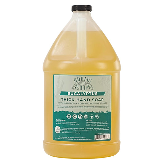 Adams Handmade Soap Thick Organic Castile Liquid Hand Soap 1 Gallon Refill - Eucalyptus