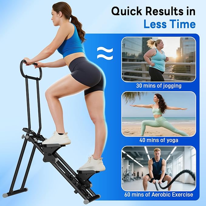 ERGOLIFE Stair Stepper with 3-Level Adjustable Resistance, 350lbs Upgrade Foldable Stairmaster Machine for Home Gym Workout, Cardio Stair Climber with Low Noise