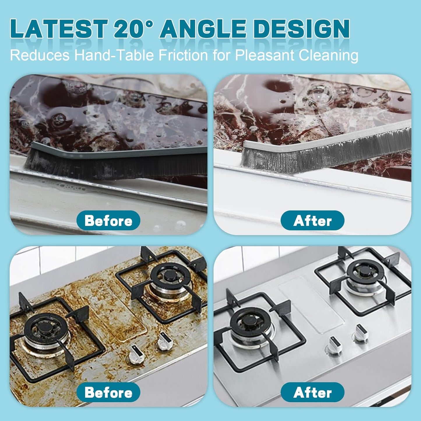 Thin Crevice Cleaning Brush Set - Gap Cleaning Tools, Multi-Purpose Hard Bristle Grout Scrub Brushes & Grout Cleaner Brush for Deep Scrubbing in Kitchen, Bathroom, Toilet, Sink Gap 3Pcs