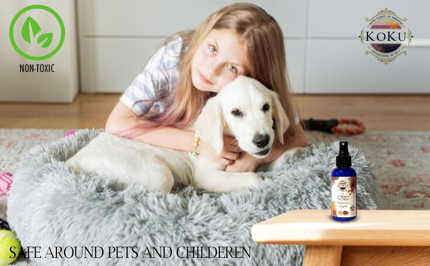 Frankincense Myrrh Air Freshener - Room Spray - Odor Eliminator - Deodorizer - Car Air Freshener - Home Spray - Linen Spray - Fabric Refresher - Non-Toxic - Alcohol Free (4 Oz)