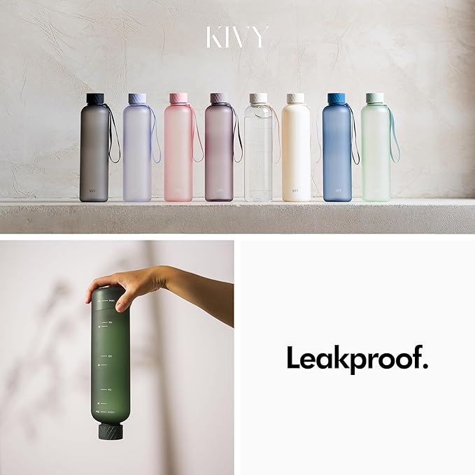 KIVY Large Water Bottle 50oz [Lightweight & Shatterproof] Fits Backpack & Cupholder for Travel, Sports, School - Extra large water bottle no straw - 1.5 Liter water bottles - 50oz Water bottle Red