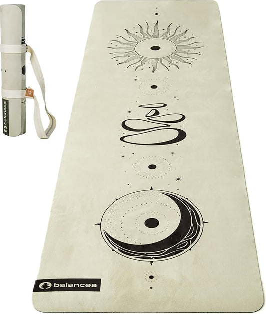 Yoga Mat 5mm Non Slip Suede & TPE - Eco-Friendly Fitness & Exercise Mat for Home Gym, Pilates, Gaiam, Hot Yoga, and Meditation - Lightweight Durable 72 x 24 inch Workout Mat for Women & Men