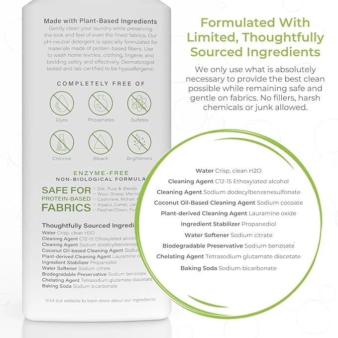 Heritage Park Silk & Wool Fragrance Free, Hypoallergenic, pH-Neutral Laundry Detergent - Dermatologist-tested, Sensitive Skin-Friendly, Enzymes-Free, Ultra Concentrated (4 Fl Oz)