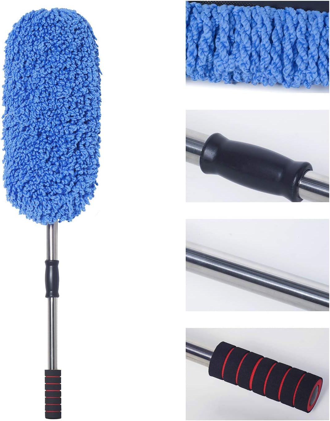 (3 Pack) Microfiber Car Duster Exterior Scratch Free, Extendable Handle Interior Multipurpose dust Cleaning Duster for car(Large)