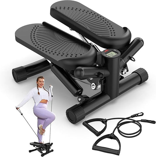 Twist Steppers for Exercise - Mini Stair Stepper Machine with Resistance Bands 330lbs Twist Stepper Portable Exercise Equipment for Full Body Workout