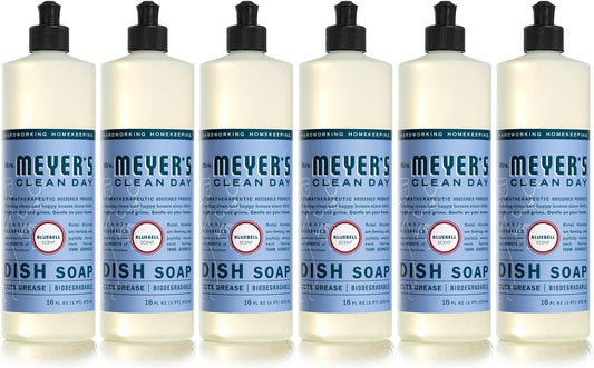 MRS. MEYER'S CLEAN DAY Liquid Dish Soap, Biodegradable Formula, Bluebell, 16 fl. oz - Pack of 6