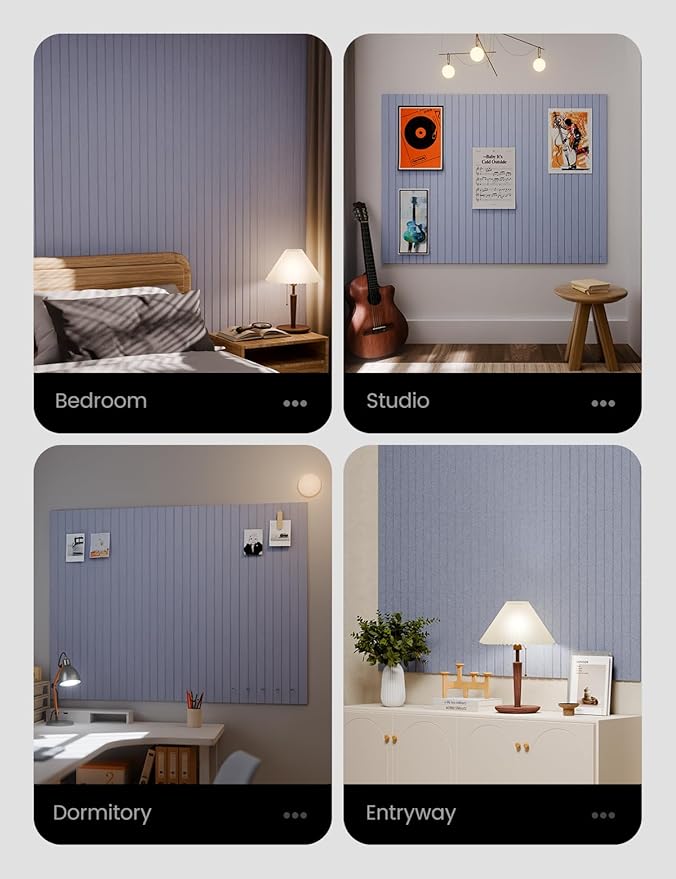 Large Felt Bulletin Board 48" x 36" Cork Board Alternative-12 Pack with 70 Safe Removable Adhesive Tabs, Cork Boards for Walls for Home Office Classroom Pin Board (Soft Periwinkle)