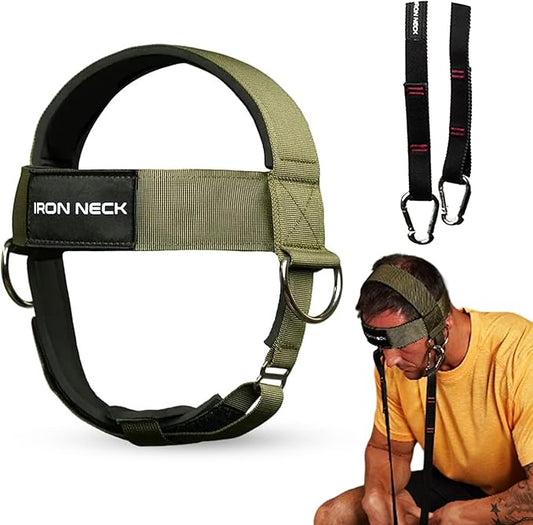 Iron Neck , Versatile Neck Exerciser, Strengthener and Trainer with Adjustable Head and Chin Strap, Portable Head Harness for Weight Lifting, Home and Gym Use