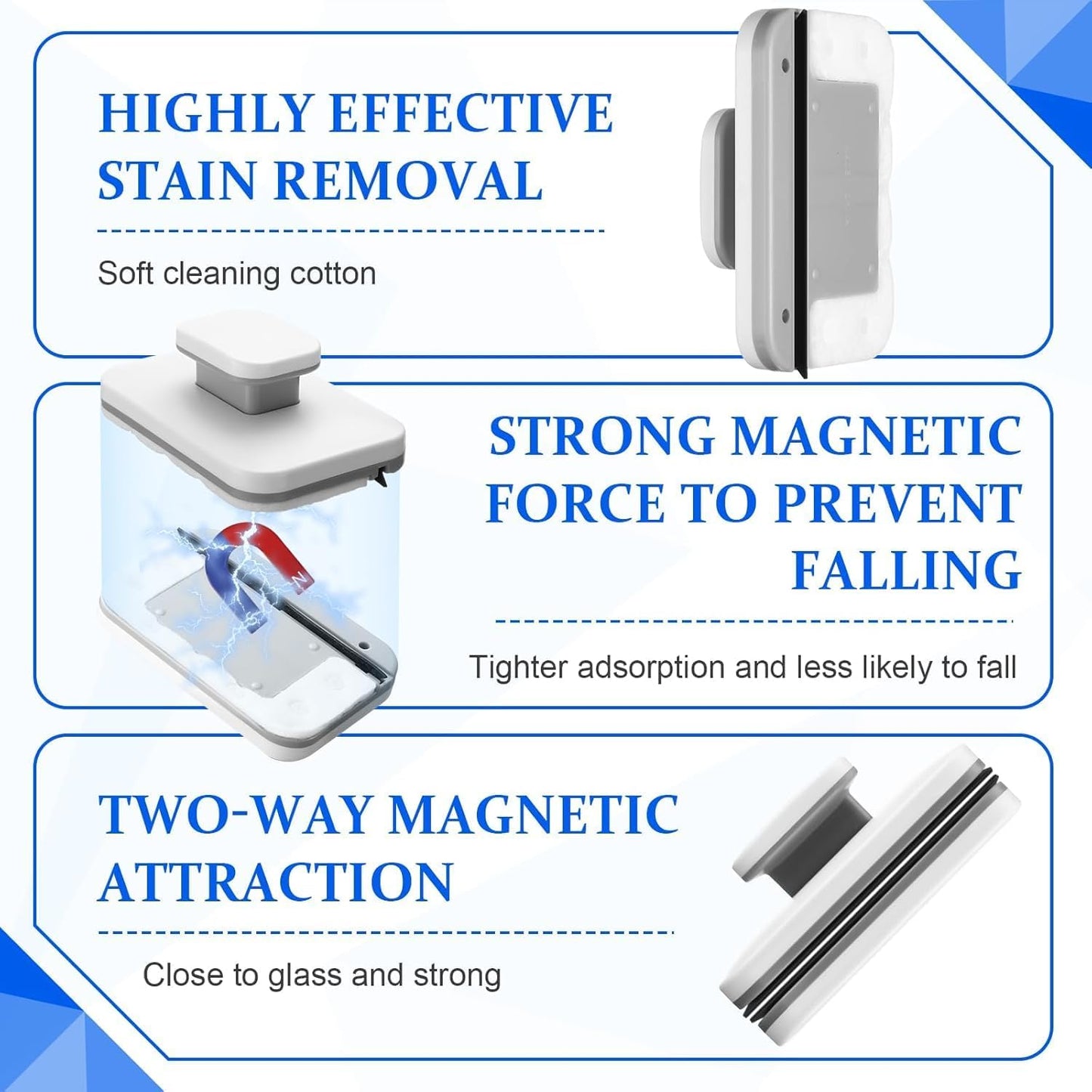 Magnetic Windshield Cleaner Tool Set, MagneticWindow Cleaner Tool, Double-Sided Window Cleaner, Windshield Magnetic Car Window Cleaner, Glass Thickness 3-10mm for High Rise Car Glazed