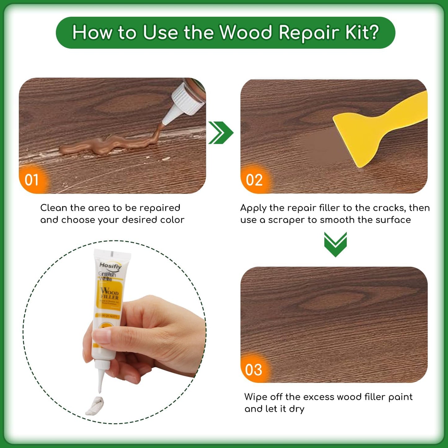 Wood Furniture Repair Kit, 24 Colors Wood Touch up Filler, Repair Scratch, Cracks, Stains, Discoloration for Wood Furniture, Door, Cabinet, Floor, Table Surface Wood - Gray Series