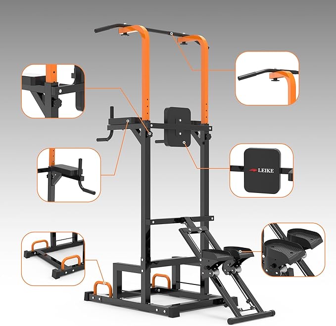 leikefitness Multifunction Power Tower Exercise Equipment,Pull Up Dip Station,Height Adjustable for Home Gym Strength Training Fitness Equipment,Dip Stands,Pull Up Bars,Push Up Bars,VKR