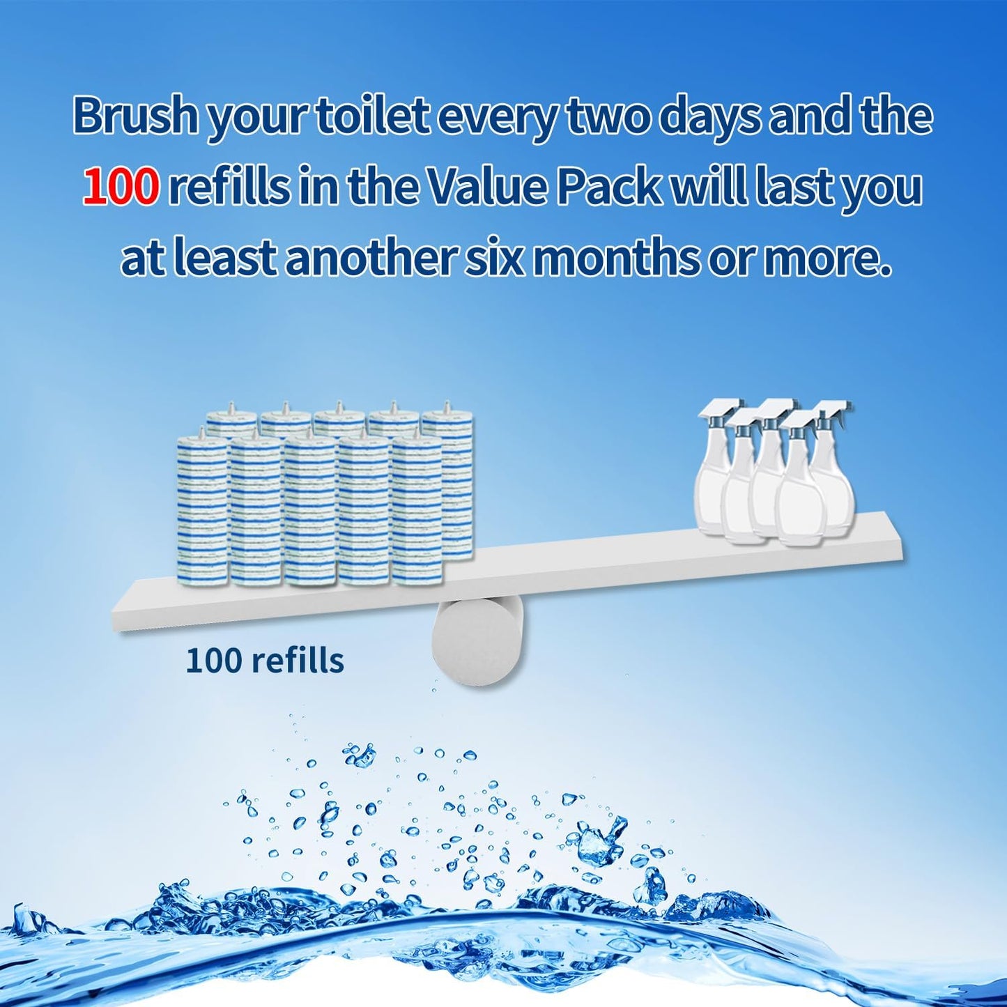 100pc Bulk Toilet Wand Refills - Disposable Toilet Brush Replacement Heads, Value Pack for Household Cleaning Bathroom cleaners Compatible Heads,washroom mats Brush Cleaning System,Clean Refill Pads.