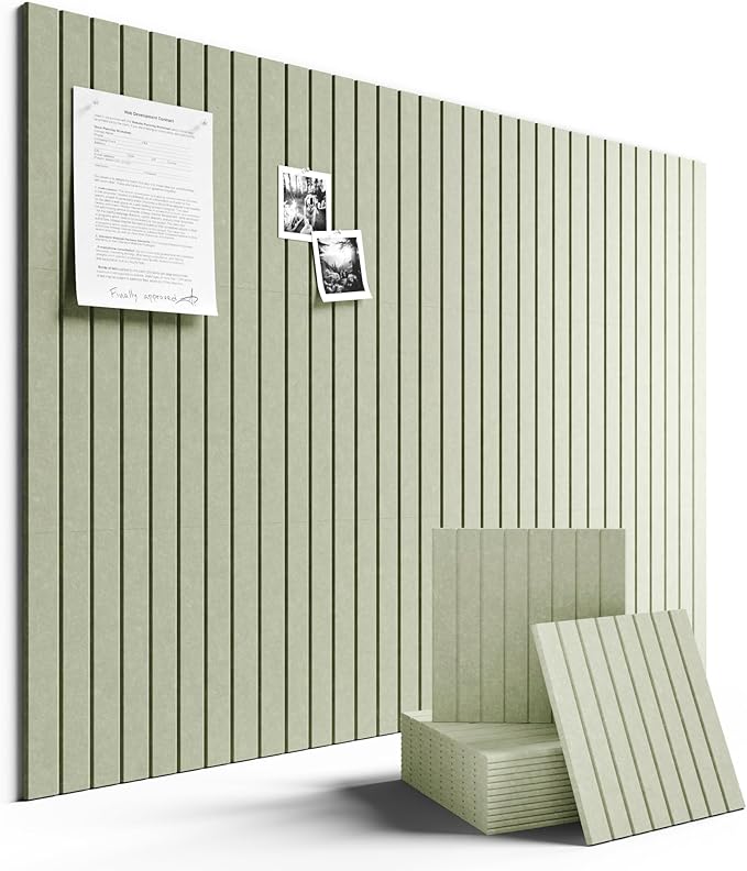 Large Felt Bulletin Board 48" x 36" Cork Board Alternative-12 Pack with 70 Safe Removable Adhesive Tabs, Cork Boards for Walls Cork Board for Home Office Classroom Pin Board (Sage)