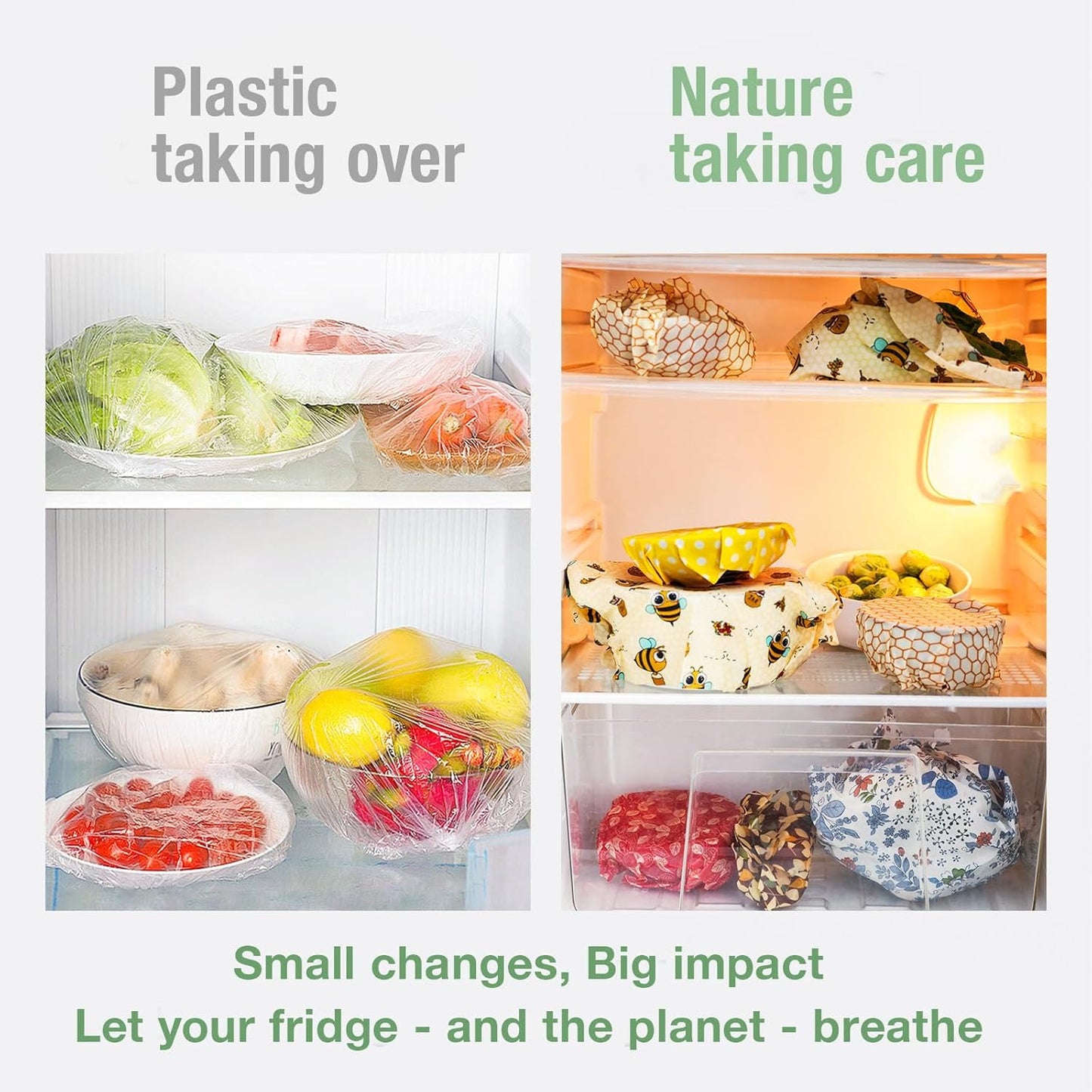 Reusable Beeswax Food Wraps - 9 Pack (5S,3M,1L) for Bread, Sandwiches, Cheese & Bowl Covers, Mason Jars, Eco-Friendly Kitchen Storage | Organic, Zero Waste, Plastic and Silicone Free