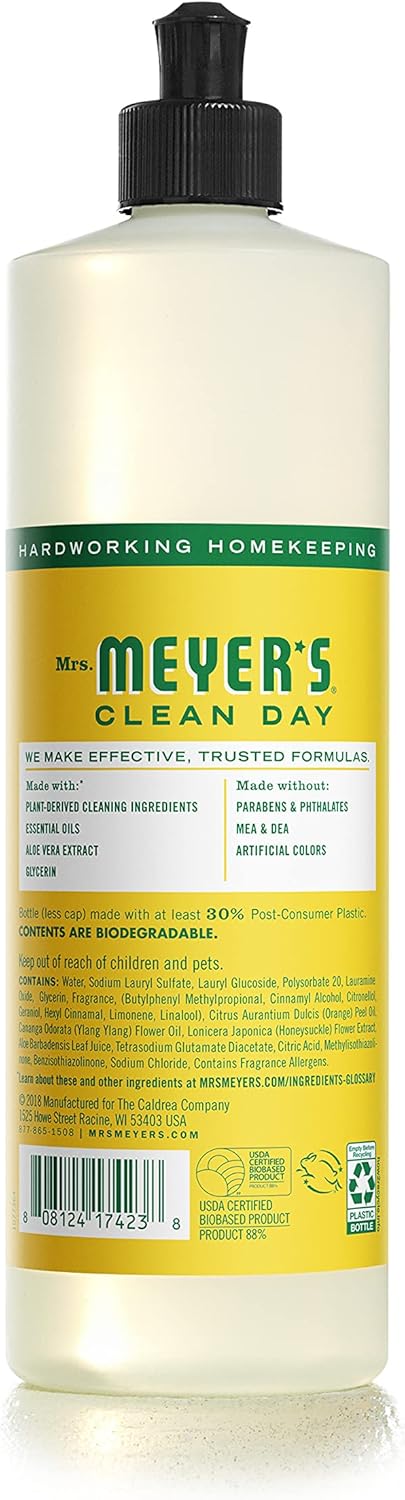 Mrs. Meyer's Clean Day Liquid Dish Soap Honeysuckle, 16 FL OZ (Pack of 1)