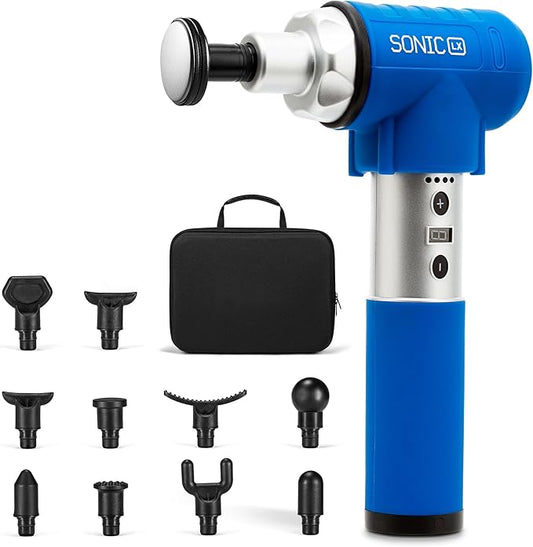 LifePro Sonic LX Athletic Heated Massage Gun – Deep Tissue Portable Massager for Muscle Recovery - 9 Speed & 10 Heads Massage Gun - Rechargeable Percussion Massager for Athletes & Sports Enthusiasts