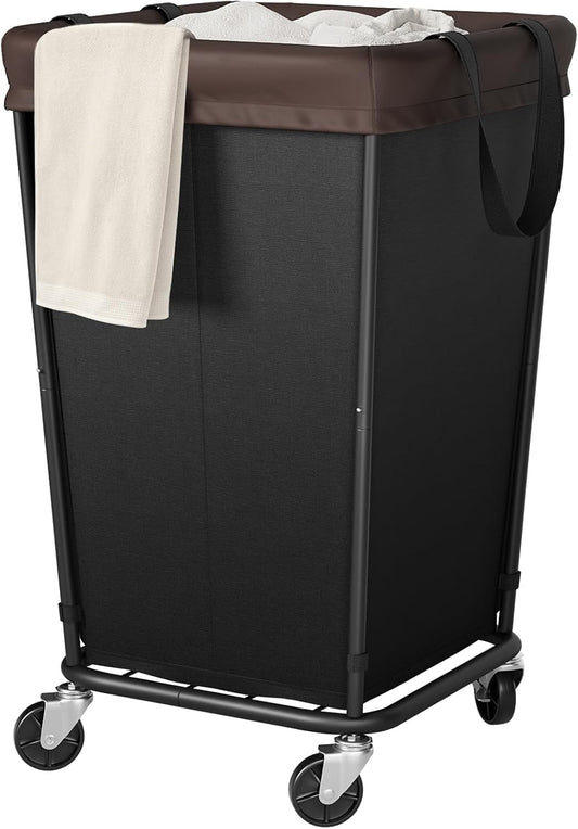 160L Laundry Basket with Wheels, 2-section Rolling Laundry Basket, Large Laundry Hamper with Wheels, Rolling Laundry Hamper Clothes Hamper for Home, Bathrooms and Dorm(Black)