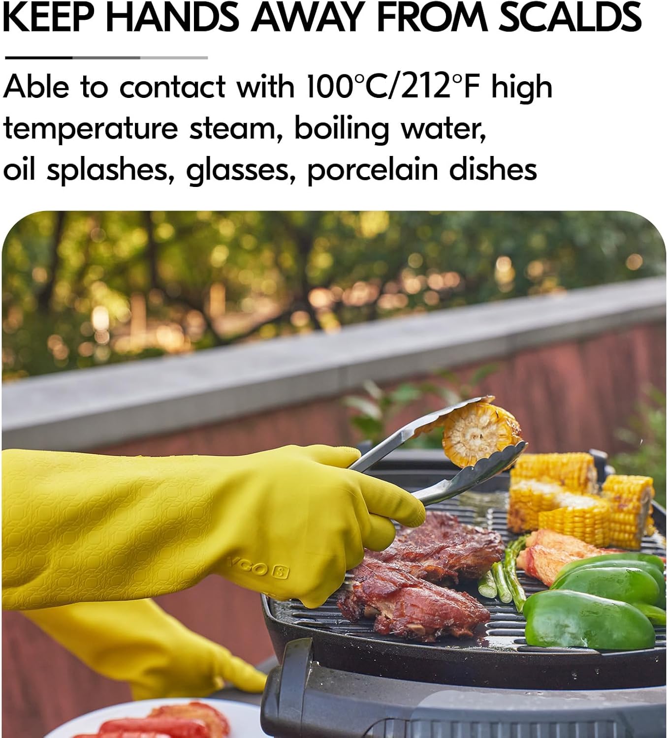 Vgo... Household Cleaning Gloves,Double-layer,Lined Dishwashing Gloves,Long Sleeves for Kitchen,Bathroom Cleaning(TP1117)