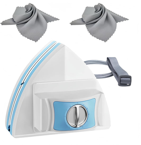 Magnetic Window Cleaner Double-Sided Glass Wiper, Adjustable Magnetic Force Window Washing Tool for High-Rise Single/Double Glazed Windows Fits 0.1''–1.2'' (3–30mm) with 2 Pc Grey Microfiber Cloth