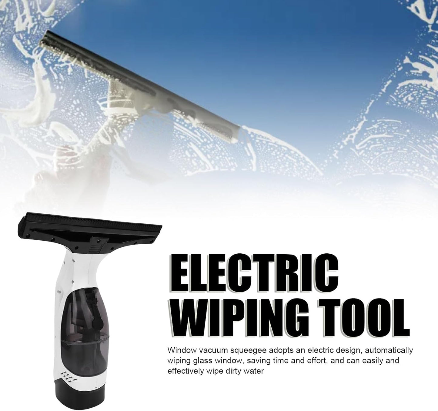 2200mAh Electric Window Cleaner Tool, Window Vacuum Squeegee Cordless, for Efficiently Spraying, Wiping and Vacuuming Windows, Mirrors, Shower Glass, Tiles (US Plug