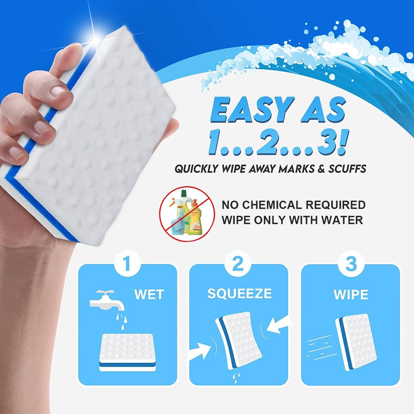 Upgrade Melamine Sponge, 25 Pack Extra Thick More Lasting 3X Density Premium Magic Sponge Eraser, Multi Surface Power Scrubber Foam Stain and Mark Removal Cleaning Pads