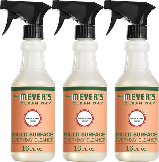 MRS. MEYER'S CLEAN DAY All-Purpose Cleaner Spray, Geranium, 16 fl. oz - Pack of 3