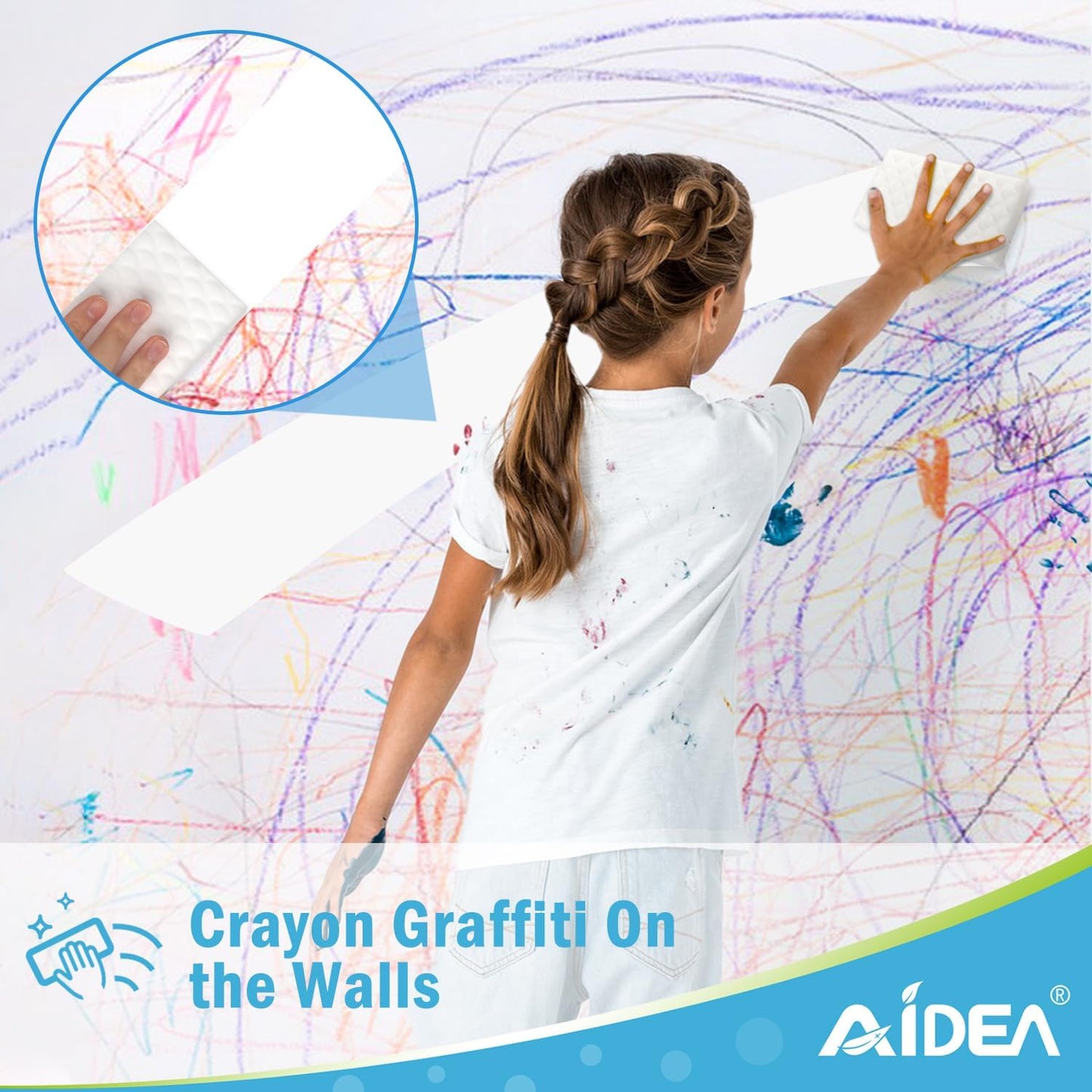 AIDEA Magic Sponges Cleaning Eraser, 2X Density Stronger Sponge for Household, Powerful Scrubber Foam Pads, Multi-Surface Cleaning Supplies for Kitchen, Furniture, Bathroom, Sink, Wall, 12 Pads