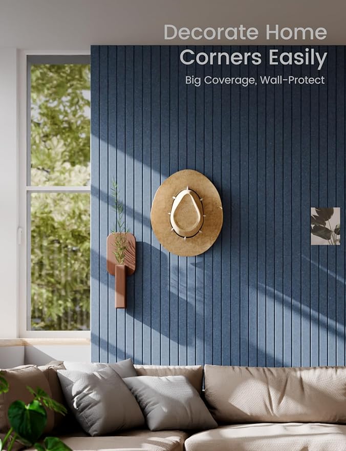 Large Felt Bulletin Board 36" x 24" Cork Board Alternative-6 Pack with 40 Safe Removable Adhesive Tabs, Cork Boards for Walls Cork Board for Home Office Classroom Pin Board (Denim Blue)