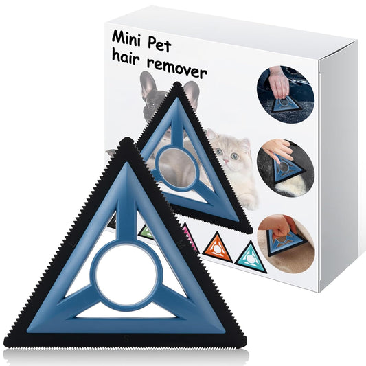 Mini Pet Hair Remover Tool for Car Detailing Supplies, pet Hair Remover for Car Interior, Triangle Pet Hair Remover for Auto Detailing, Couch, Furniture, Lint, Carpet（Ocean Blue）