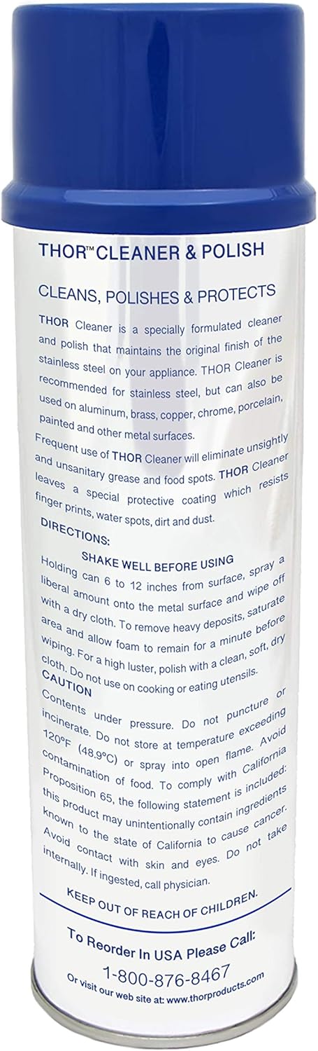 Thor 18 Oz Stainless Steel Cleaner & Polish: Clean and Polish Stainless Steel Appliances Including Brass, Copper, Aluminum, Formica and Porcelain Surfaces (3)