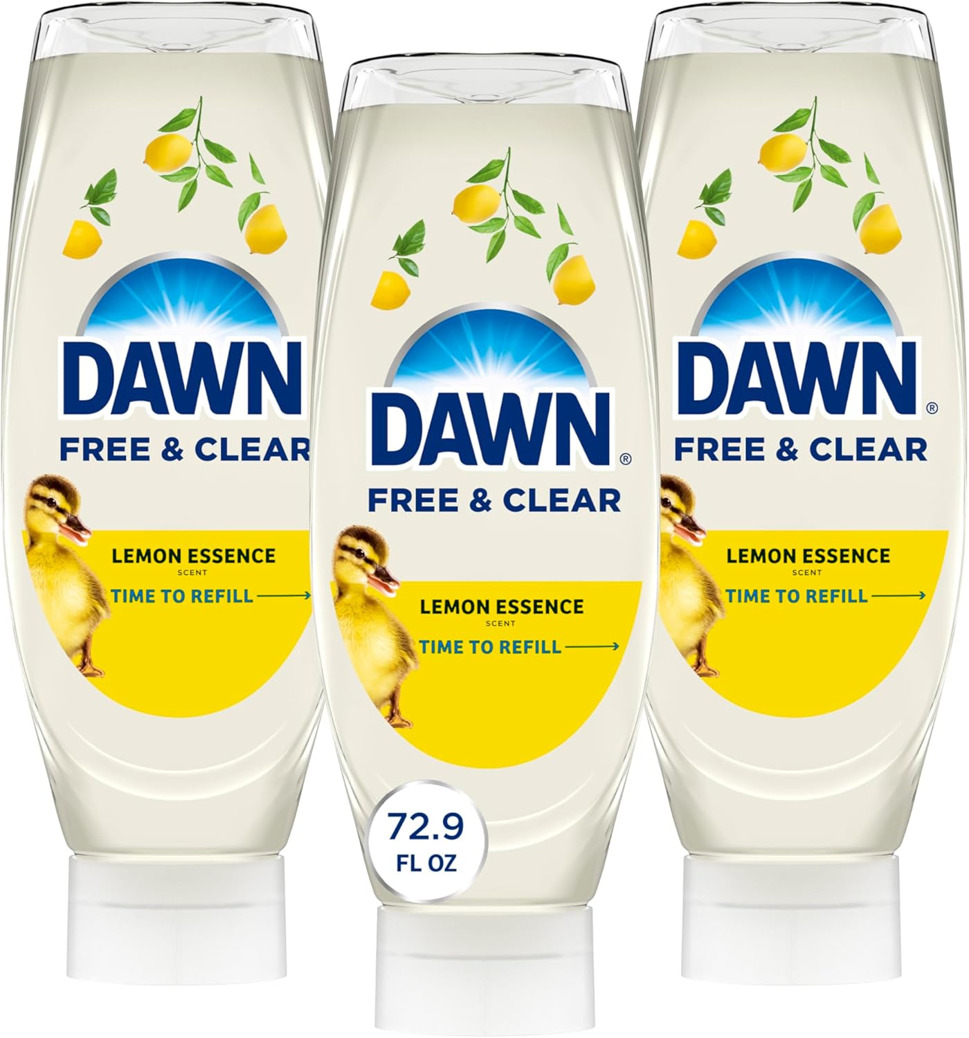 Dawn Free & Clear EZ-Squeeze Dish Soap Liquid, Dishwashing Liquid, Grease Removal, Lemon, 24.3 Fl Oz (Pack of 3)