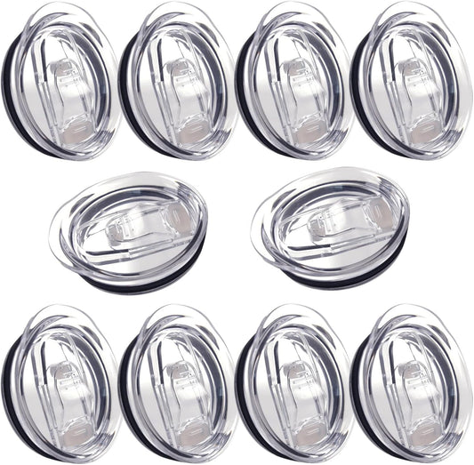 10 Pack 20 oz Skinny Tumbler Replacement Lids Plastic Splash Covers tops for 20 oz coffee cup lids Clear Cup Covers for 2.64 Inch Mouth Tumbler Cooler