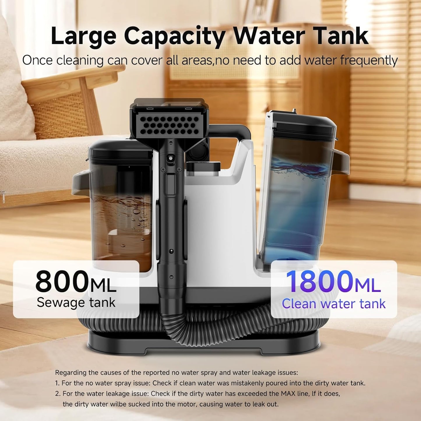-Upgrade Portable Carpet & Upholstery Cleaner Machine, Small Handheld Spot Cleaner, 18Kpa Dual Brush & Large Removable Tank Multi-purpose Cleaner for Couch, Car, Stairs, Rugs, Pet Stains,White