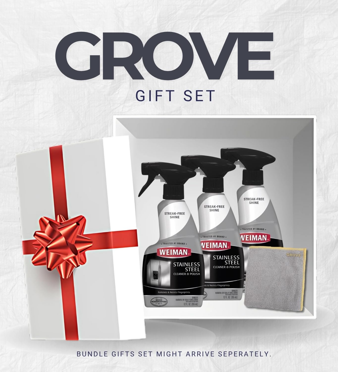 Weiman Floral Scent Stainless Steel Cleaner & Polish 12 oz Liquid Bundle with Microfiber Cloth – Cleans and Polishes Appliances and Sinks – Gift Set (4 Items)