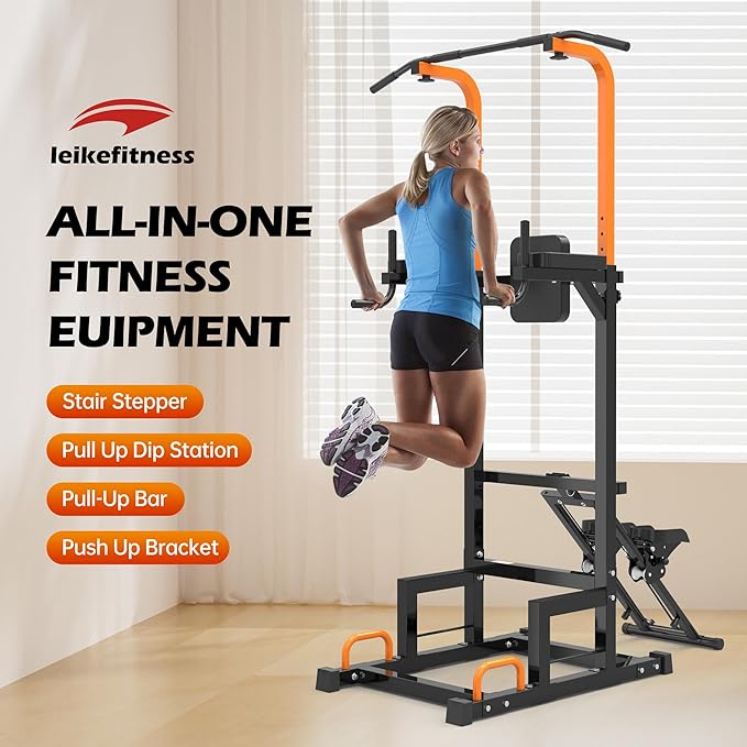 leikefitness Multifunction Power Tower Exercise Equipment,Pull Up Dip Station,Height Adjustable for Home Gym Strength Training Fitness Equipment,Dip Stands,Pull Up Bars,Push Up Bars,VKR