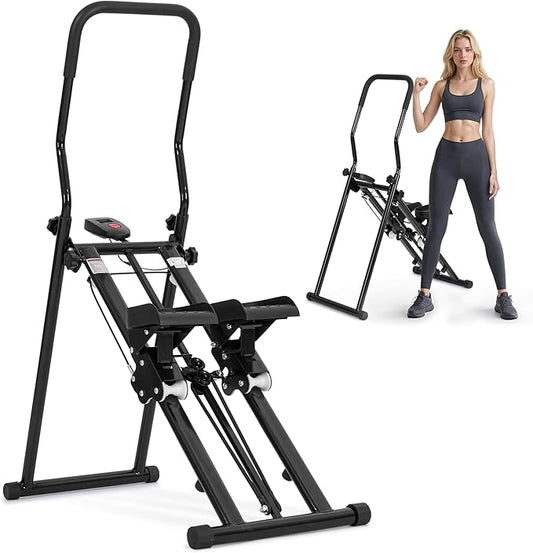 Stair Stepper for Home Gym, Stair Climber with Adjustable Handlebar & Dual Incline Pedals, Compact Folding Cardio Exercise Climber for Full-Body Workout