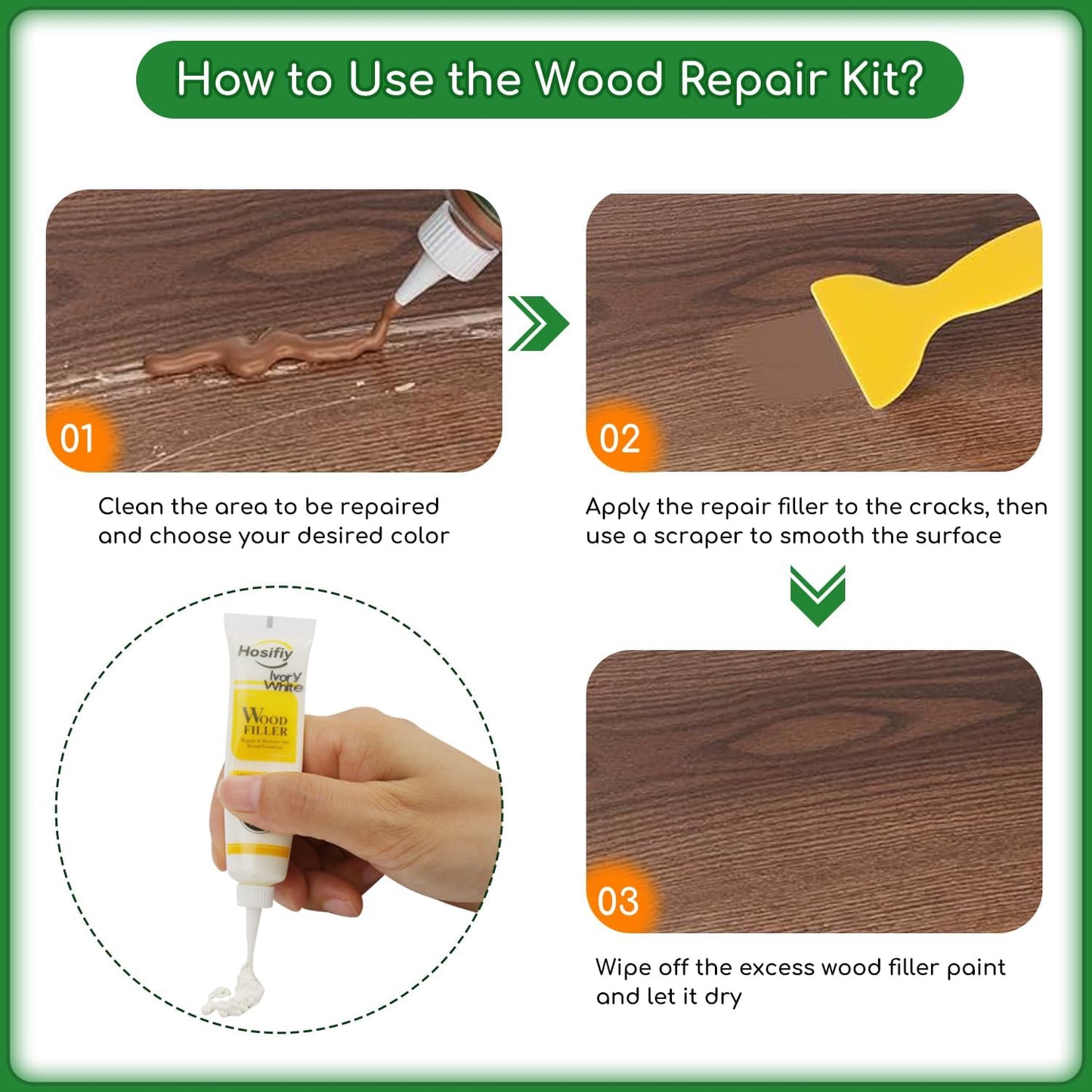 Wood Furniture Repair Kit, 24 Colors Wood Touch up Filler, Repair Scratch, Cracks, Stains, Discoloration for Wood Furniture, Door, Cabinet, Floor, Table Surface Wood - Light Color Series